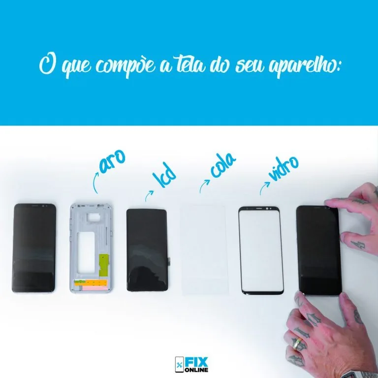 diferença entre troca de vidro e tela